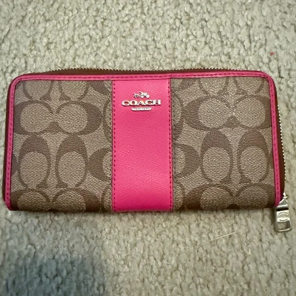 Coach Signature Brown and Pink Wallet - Picture 1 of 3